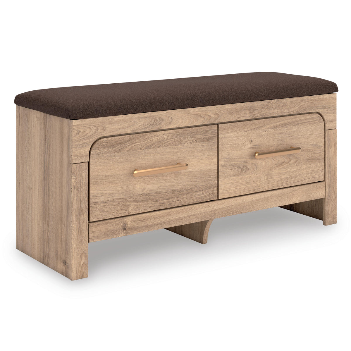 Tan/Brown / Storage Bench, complete product angled view