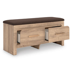 Tan/Brown / Storage Bench, drawers open - 2