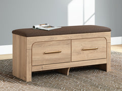 Tan/Brown / Storage Bench, room setting; accessories not included - 4