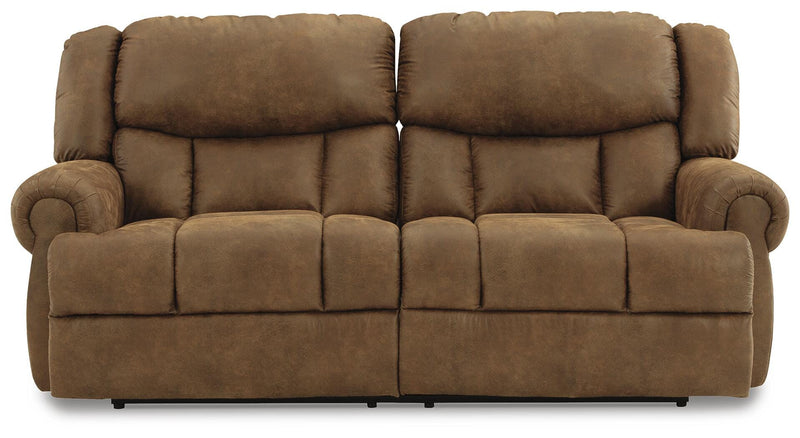 Wide-Seat Faux Leather Manual Reclining Sofa in Auburn
