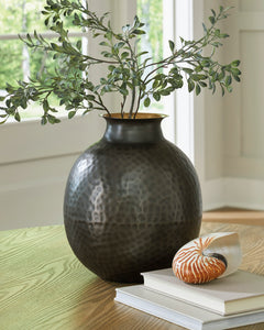 Pewter/Gold Finish 11.75-inch height vase, full product view - 1