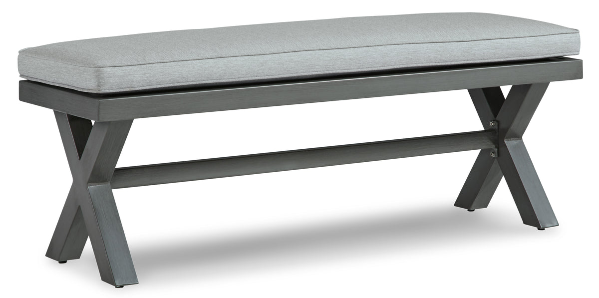Gray Bench with Cushion, view 1