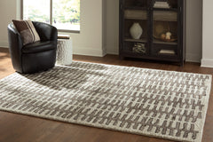 White Taupe Black 94" x 118", room view; furniture excluded - 6