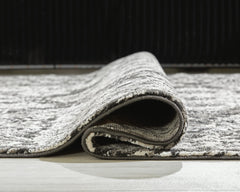 Black/Gray/Ivory 63.38" x 84", rolled rug backing detail - 8