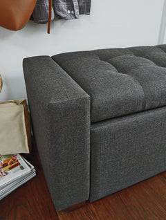 Gray Storage Bench, product view 5 - 5