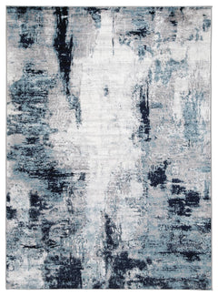 Cream/Blue/Gray 63" x 87", complete rug product view - 5
