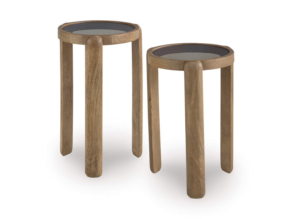 Light Brown Jossor two-table set, full product view