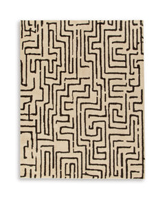Black/Beige 90" x 114", complete rug product view - 1