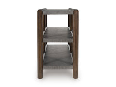 Brown/Gray faux cement shelf console table, product view 3 - 3
