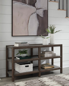 Brown/Gray faux cement shelf console table, product view 5 - 5