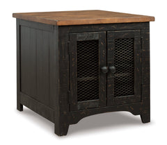 Black/Brown Mesh-Door Cabinet End Table, full product view - 1