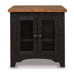 Black/Brown Mesh-Door Cabinet End Table, product view 2 - 2