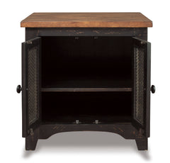 Black/Brown Mesh-Door Cabinet End Table, product view 5 - 5