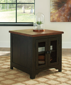 Black/Brown Mesh-Door Cabinet End Table, product view 6 - 6