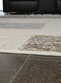 Beige/Brown/Gray 60" x 83.25", pile and edge detail - 7