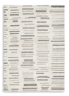 Ivory/Brown/Black 59.25" x 82.75", complete rug product view - 5