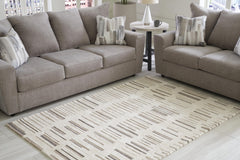 Ivory/Brown/Black 59.25" x 82.75", room view; furniture excluded - 6
