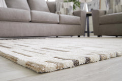 Ivory/Brown/Black 59.25" x 82.75", pile and edge detail - 7
