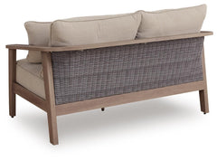 Natural/Gray, outdoor loveseat rear view - 4