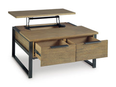 Light Brown two drawer lift top coffee table, product view 2 - 2