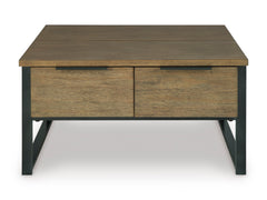 Light Brown two drawer lift top coffee table, product view 3 - 3