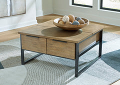Light Brown two drawer lift top coffee table, product view 5 - 5