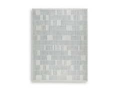 Ivory/Blue 91" x 117.25", complete rug product view - 1