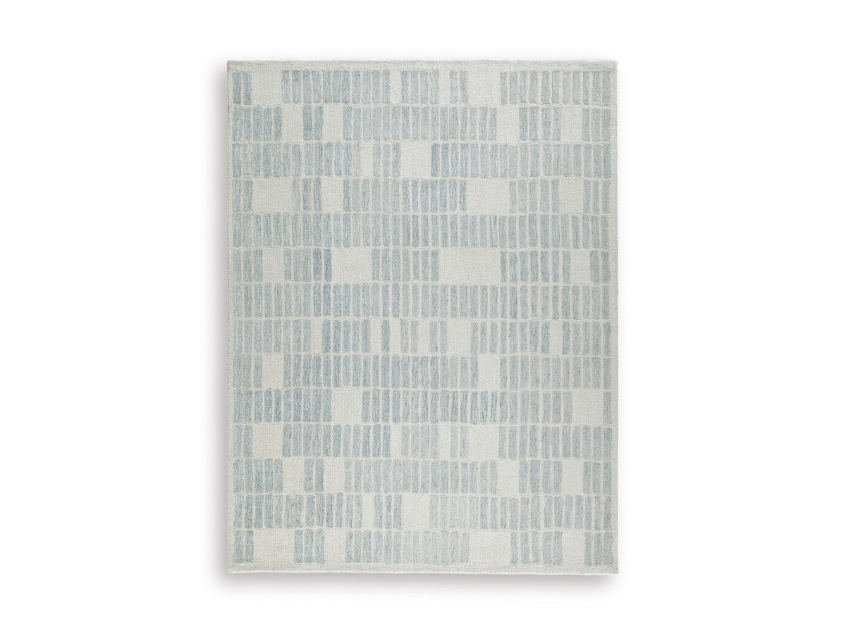 Ivory/Blue 91" x 117.25", complete rug product view