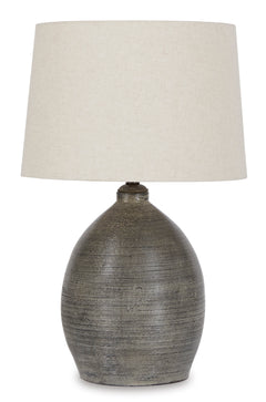 Gray table lamp, full product view - 1