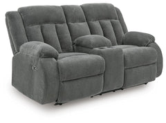 Steel, complete power reclining loveseat, angled view - 5