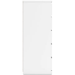 White, side view of five-drawer chest - 4