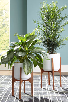 White/Brown planter set, product view 2 - 2