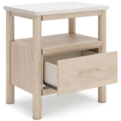 Two-tone, nightstand with drawer open - 2