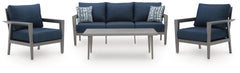 Gray/Blue, complete sofa, two chairs and coffee table - 1