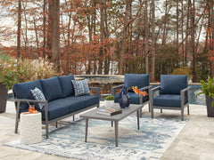 Gray/Blue, alternate outdoor seating set view; accessories excluded - 4