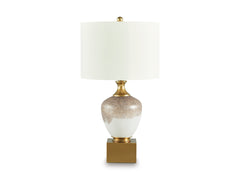 Brown/White/Gold table lamp, full product view - 1