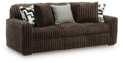 Chocolate, complete corduroy sofa, angled view - 1