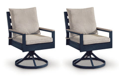 Navy Blue/Driftwood / Outdoor Swivel Chair Set, complete set of two chairs - 1