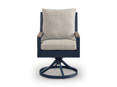 Navy Blue/Driftwood / Outdoor Swivel Chair Set, one chair front view; two included - 4