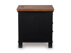 Brown/Black three drawer chairside table with USB charging, product view 4 - 4
