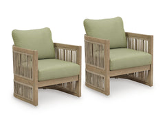 Beige/Green / Outdoor Lounge Chair Set, complete set of two chairs - 1