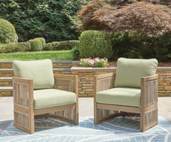 Beige/Green / Outdoor Lounge Chair Set, both chairs in outdoor setting; other furniture excluded - 2