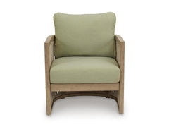 Beige/Green / Outdoor Lounge Chair Set, one chair front view; two included - 4