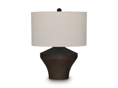 Distressed Brown table lamp, full product view - 1