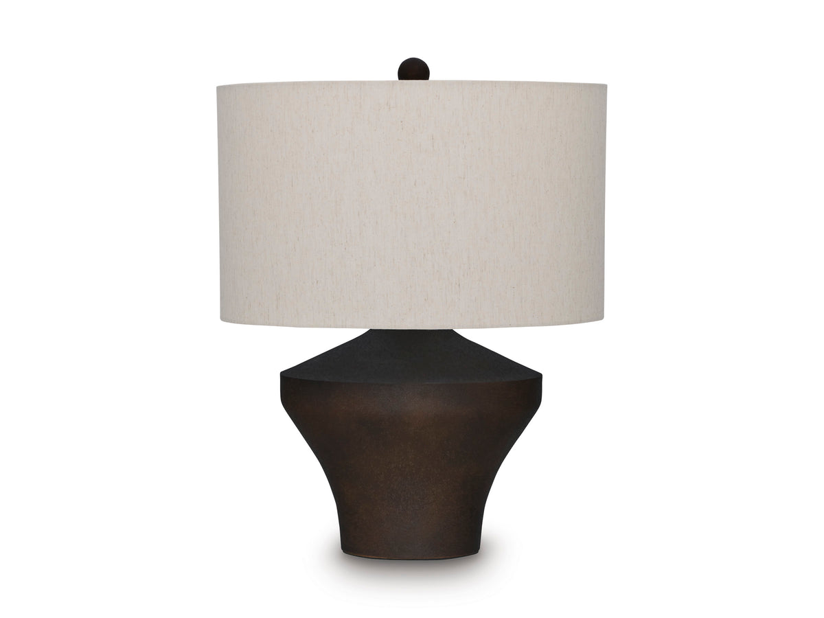 Distressed Brown table lamp, full product view