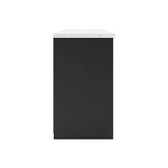 Black/White TV stand with faux marble top and ambient lighting, product view 5 - 5