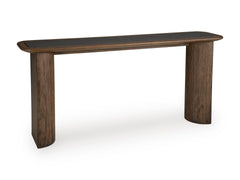 Warm Brown faux cement inset console table, full product view - 1