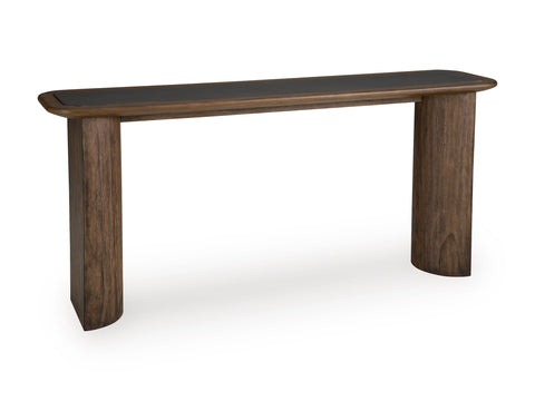 Warm Brown Console Table with Faux Cement Inset