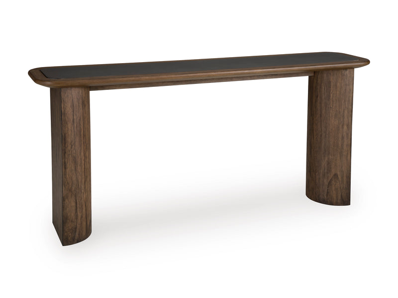 Warm Brown Console Table with Faux Cement Inset