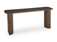 Warm Brown faux cement inset console table, product view 2 - 2